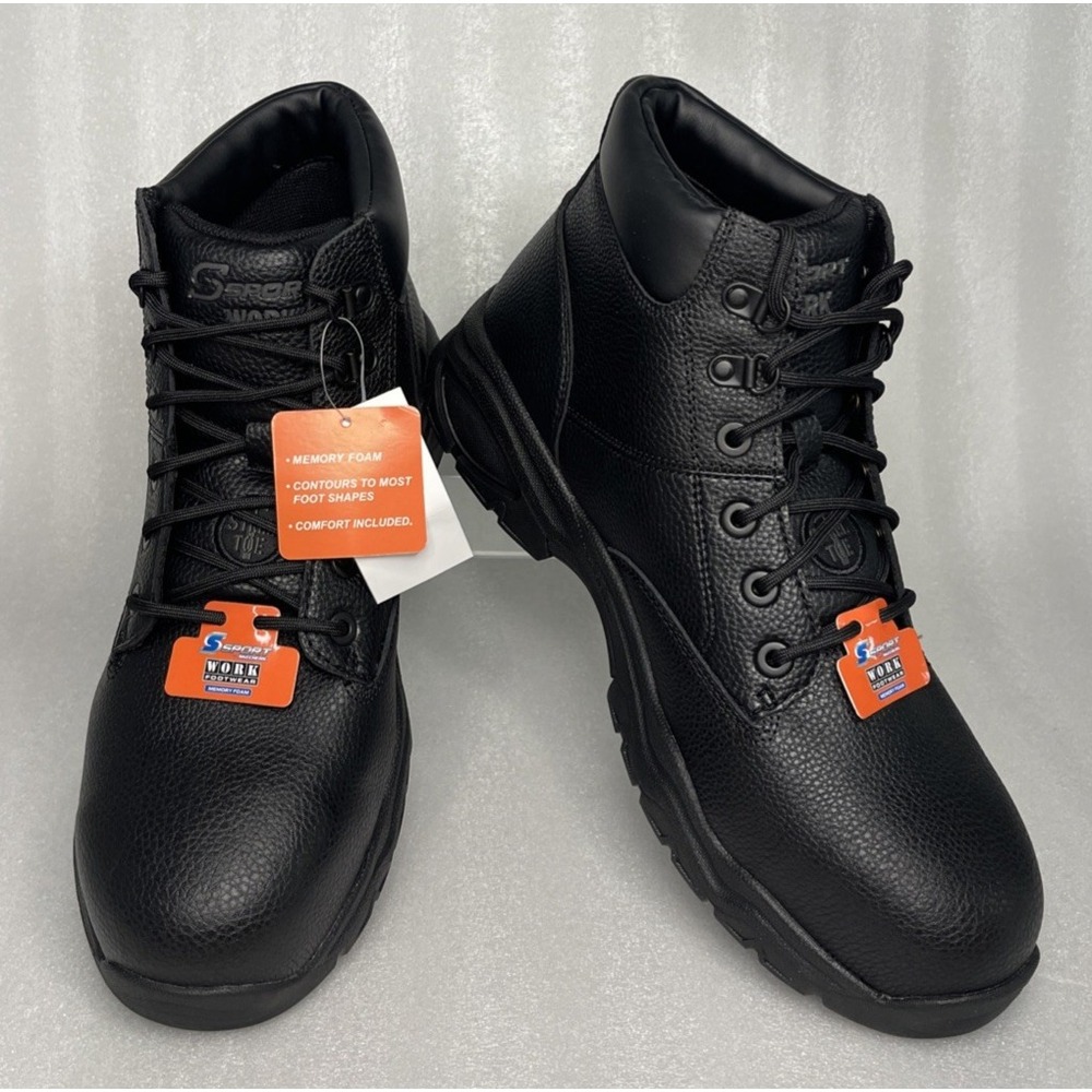 S Sport By Skechers Elton Black Steel Toe Leather Work Boots Men's Size 13‎ NEW - Picture 16 of 16